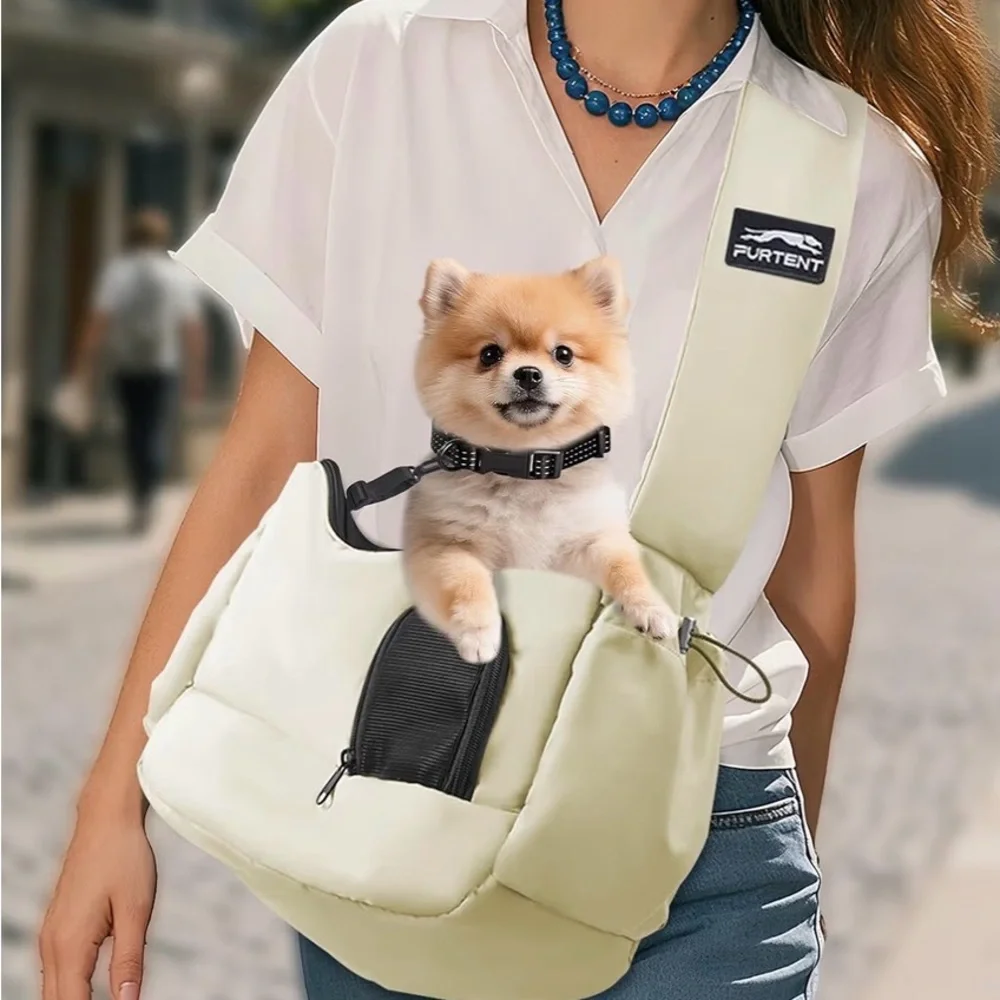 Brand New Cream Pet Carrier Tote Bag with Black Mesh Pocket